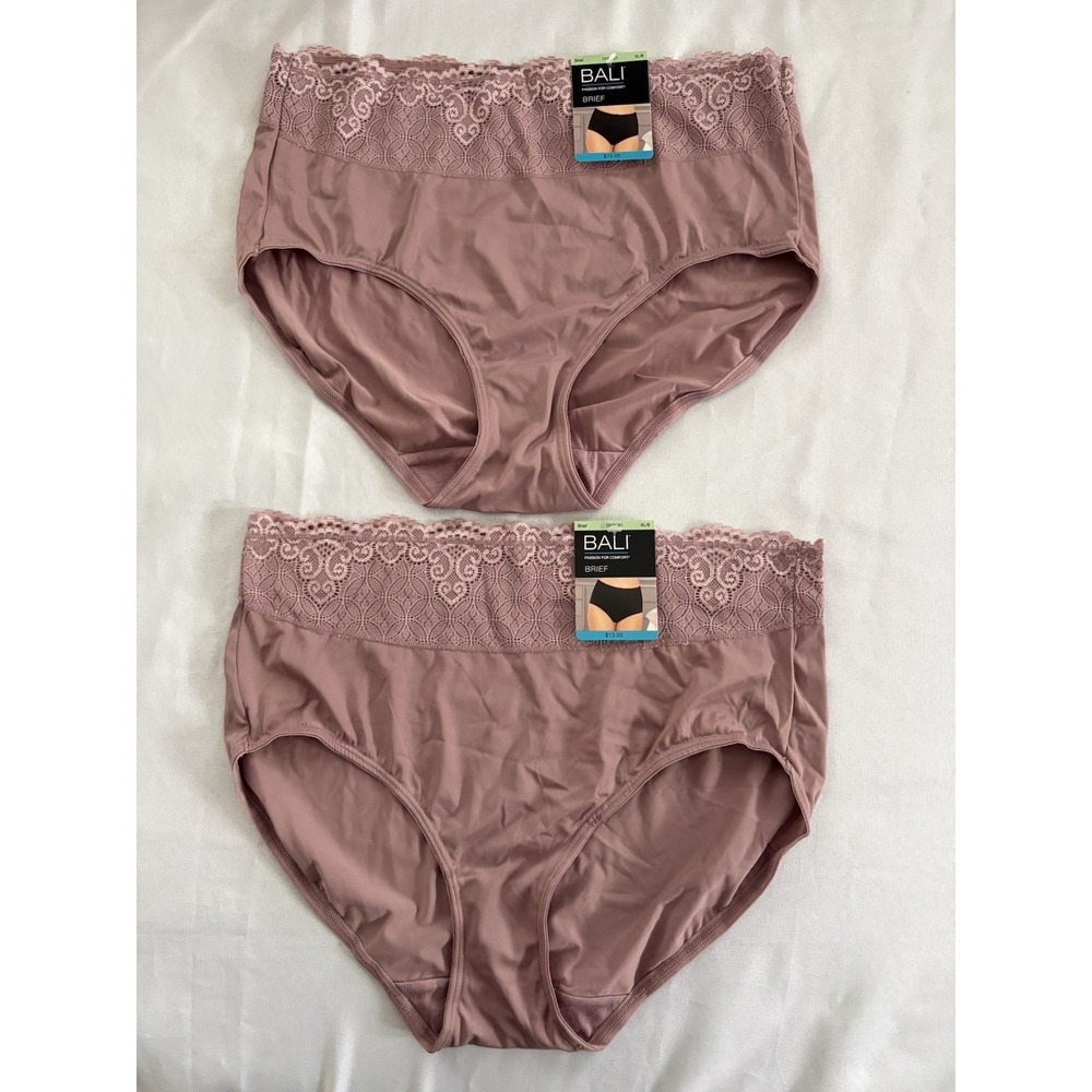 NEW Bali Passion for Comfort Briefs Bali Panty Mauve Womens Xlarge 2 Pair DFPC61
